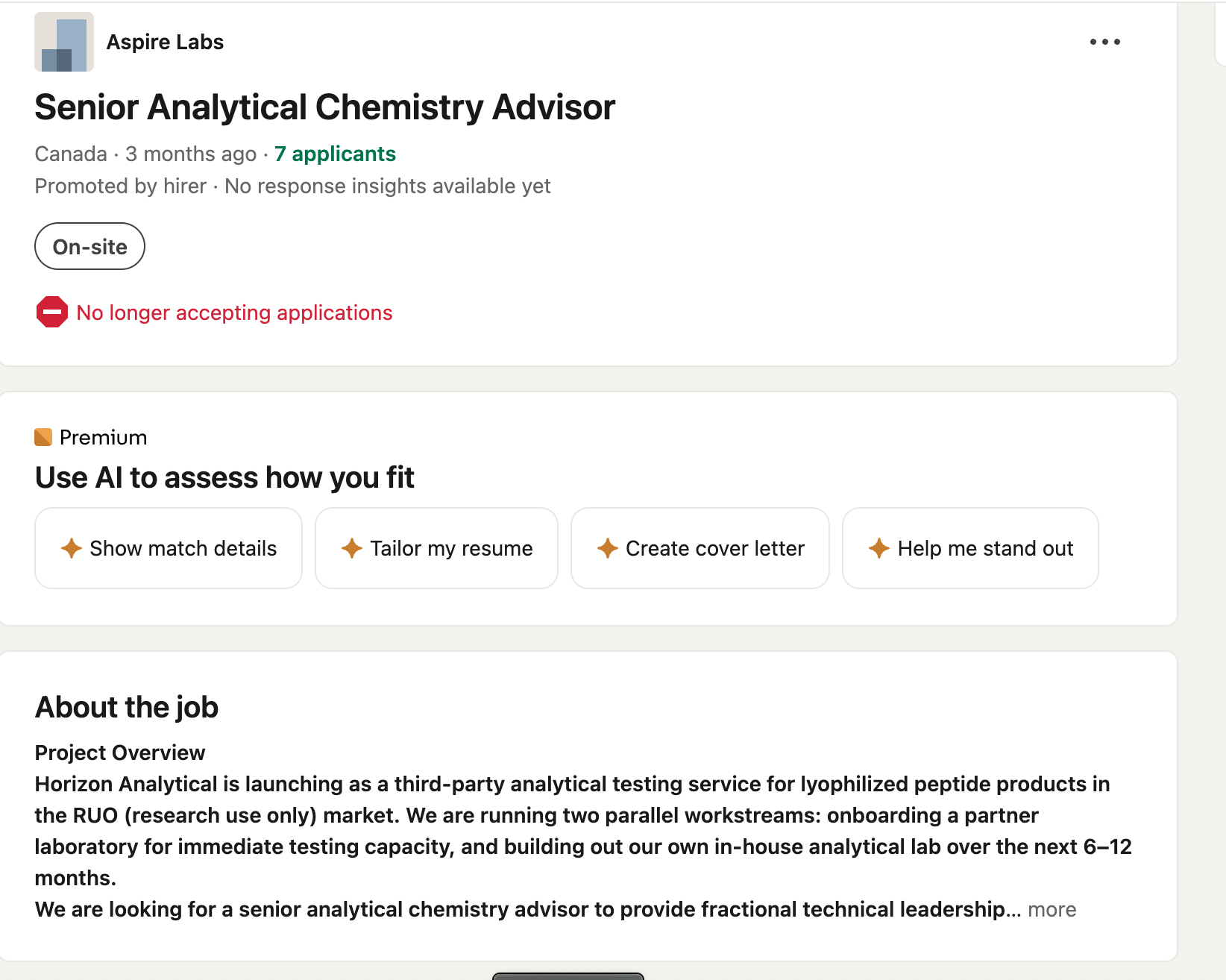 Aspire lab job posting